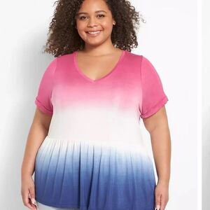 Lane Bryant Swing Short-Sleeve V-Neck Babydoll Tee